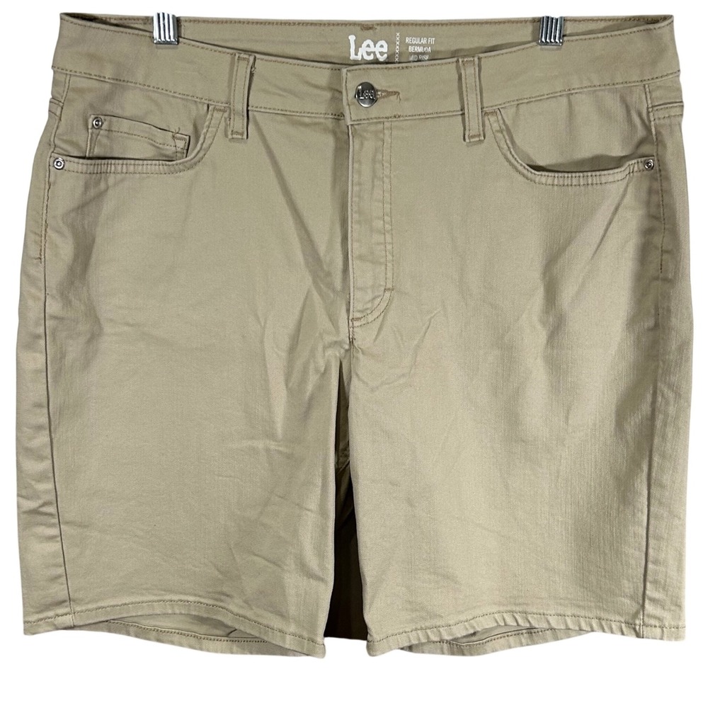 Lee Womens Regular‎ Fit Bermuda Shorts Khaki Tan Mid Rise Size 18